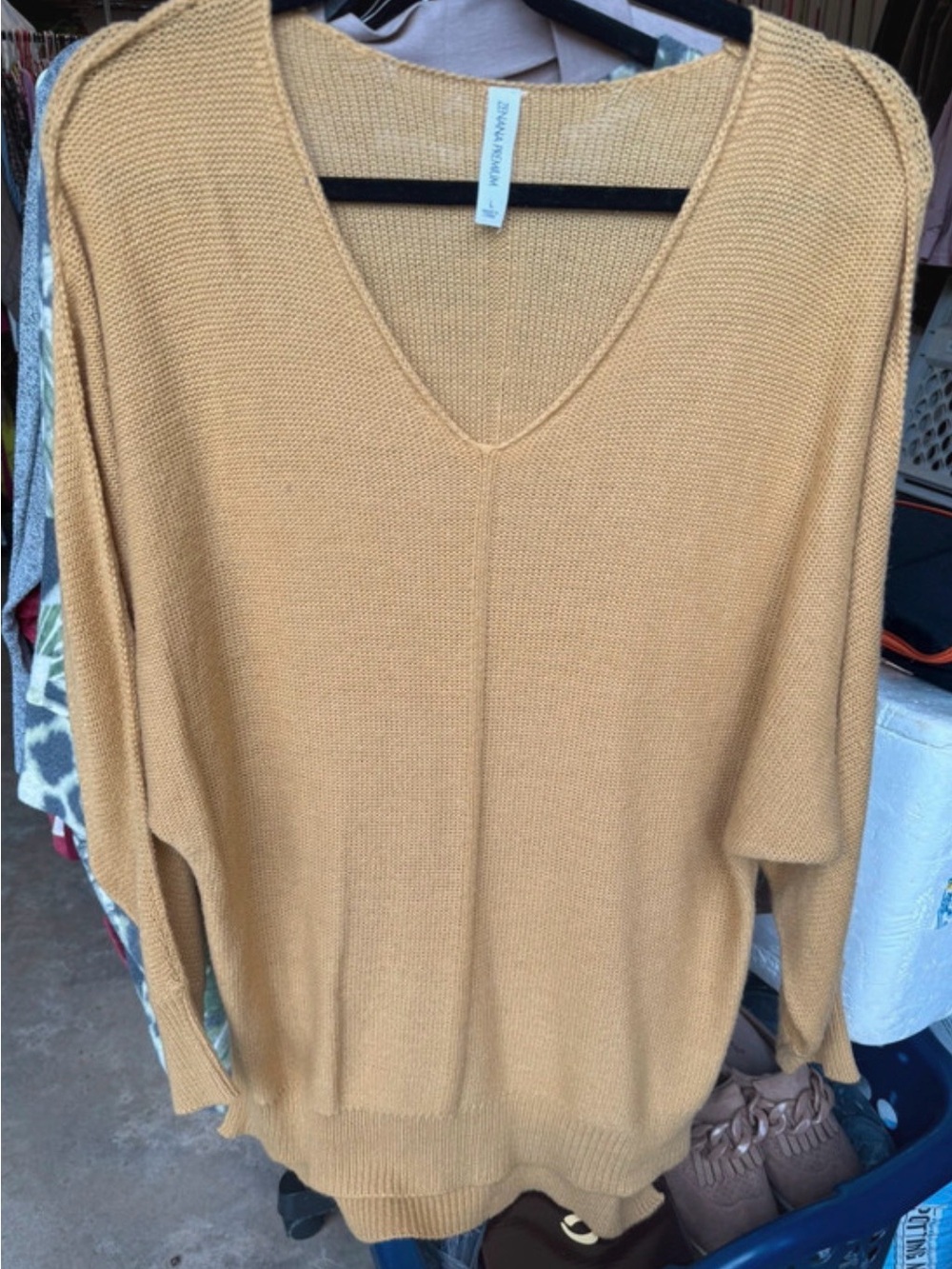 Zenana Outfitters V-Neck Sweater in Mustard